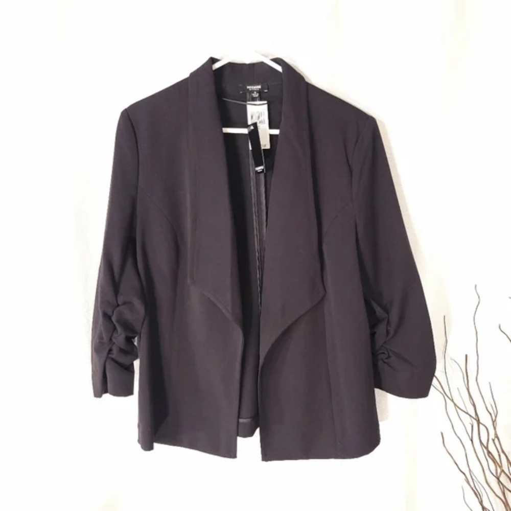 Premise Studio Black Blazer with Ruched Sleeves